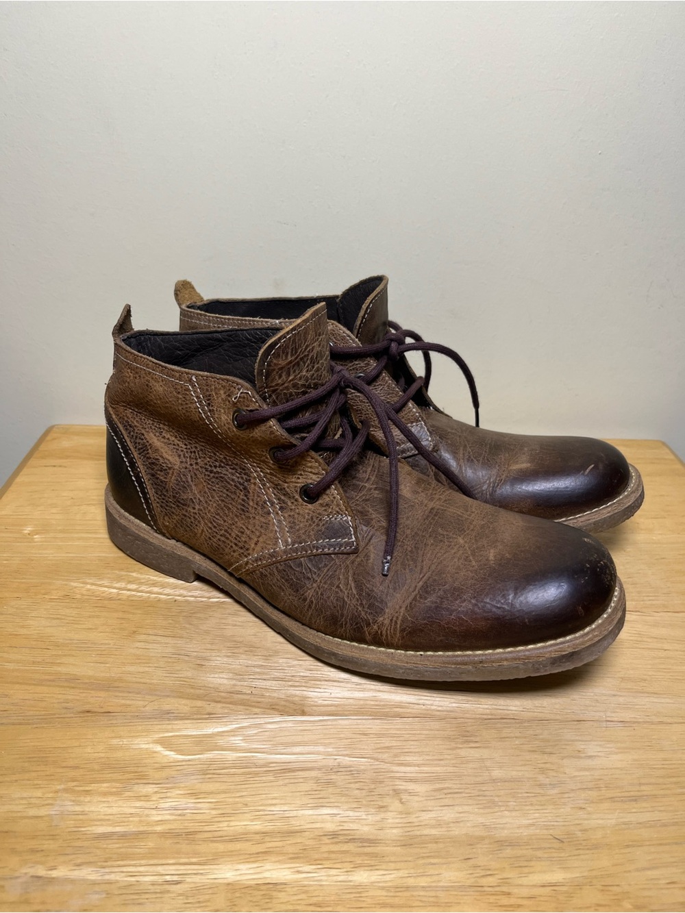 Bed Stu Roan Chukka Boots Lace Up Distressed Brown Leather Men’s Size 9